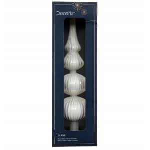 Szpic choinkowy szklany czub biały 31cm 1szt 147062113 - Szezonális dekoráció