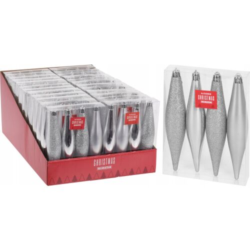 Karácsonyfadíszek, ezüst jégcsapok, 4 db, 14 cm 147062237