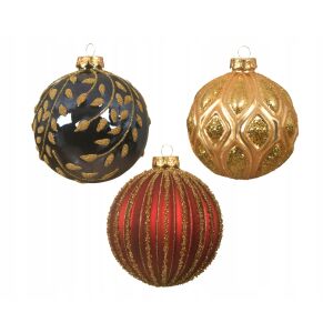 Díszített üveg karácsonyfa gömbdísz 10 cm 147062525 - Karácsonyfadísz