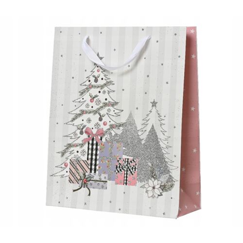 Torba Prezentowa Świąteczna Biała Gwiazdki 10x26x32 cm 147063054