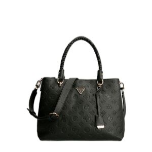Guess, Helania Society Carryall, Synthetic Leather, Textile Handbag, Black, 36 x 28 x 11 cm