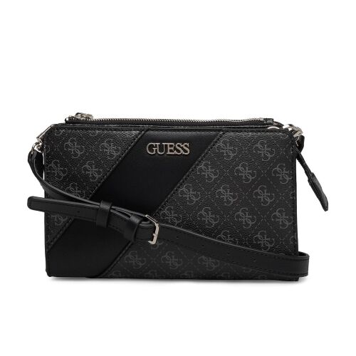 Guess, Camy, Double Zip, Textile Crossbody Bag, Black, For Women 147063229