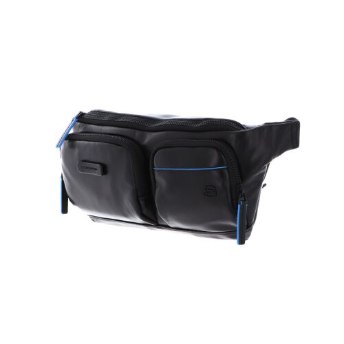 Piquadro, Blue Square, Genuine Leather, Textile Fanny Pack, Toiletry, CA5578B2V, Black, 32x14x7 cm, For Men 147063889