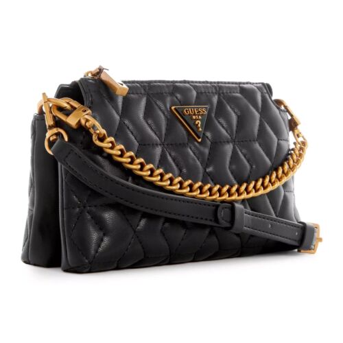 Guess, Elenia, Synthetic Leather, Mini, Textile Crossbody Bag, Black, QB867772, For Women 147063900