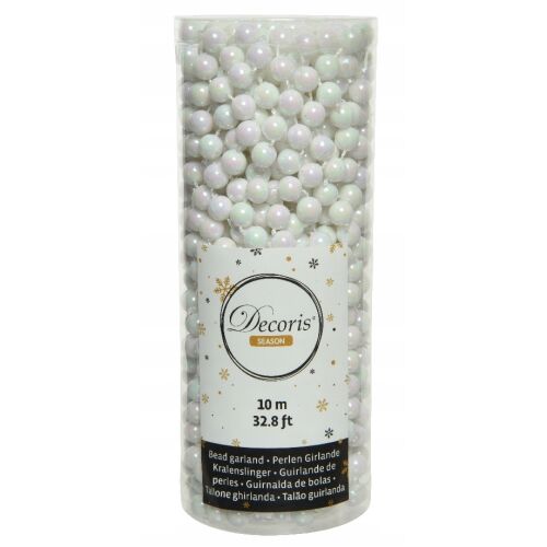 Karácsonyfa lánc, gyöngysor, fehér, 10 m 147065402