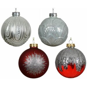 Üveg karácsonyfa gömbdísz 8cm ezüst csillámpor 1 db 147065671 - Szezonális dekoráció