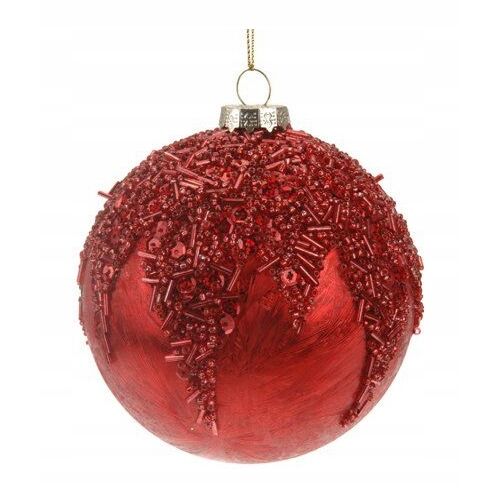 Karácsonyi piros üveggömbdísz karácsonyfára, 10 cm