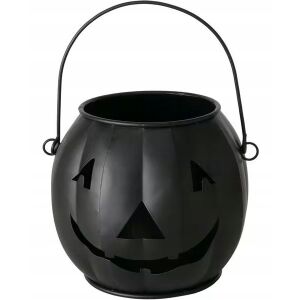 Latarnia metalowa dynia czarna dekoracyjna 18x18x45cm halloween 147066758 - Halloweeni dekoráció