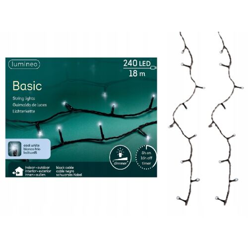 Lampki choinkowe światełka zimny biały LED 240 diod 18m 147068065