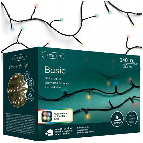 Lampki choinkowe LED Kolorowe 240 Diod 18m wewnętrzne/zewnętrzne 147068238