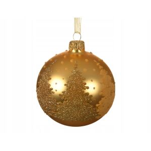 Üveg karácsonyfadísz, matt arany, 8 cm
