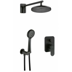 Deszczownica prysznicowa podtynkowa z baterią i 3funkcyjną słuchawką Czarna Alpinia