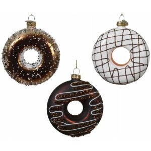 Üveg fánk karácsonyfa medál 9cm 1 db.