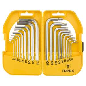 Topex 18-teiliges Inbus- und Torx-Schlüssel-Set, umfasst die Größen 1,5-10 mm und T10-T50 - Topex