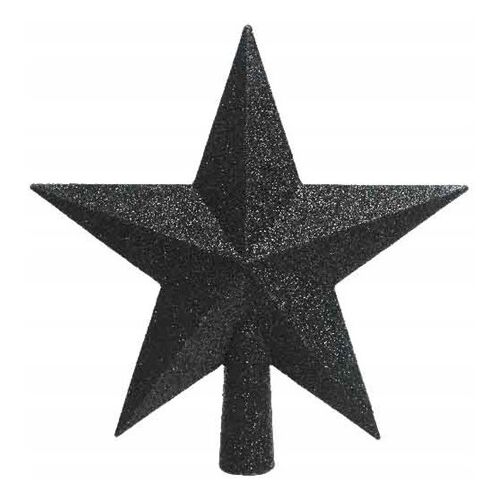 Csillagos karácsonyfadísz csillámporral 19cm fekete 147070612