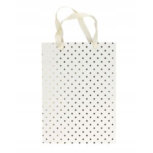 FEHÉR PAPÍRTASAKOK ARANY PÖTTEK H 33X10X24 (5)