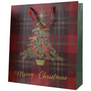 Karácsonyi ajándéktáska 12x30x42cm Nagy karácsonyfával