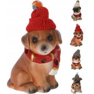 LED karácsonyi kutyafigura kalapban, 12 cm 147071171 - Karácsony