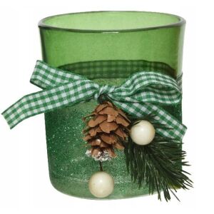 Karácsonyi üveg mécsestartó 8,2 cm 147071181 - Mécsestartó