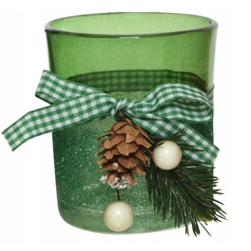 Karácsonyi üveg mécsestartó 8,2 cm