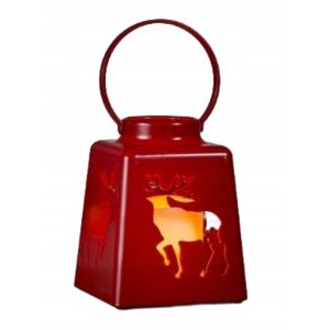 Latarnia świąteczna 10,5X13,5 cm z motywem zimowym choinka renifer czerwona 147072532 - Karácsony