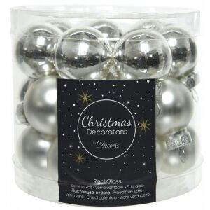 Ezüst karácsonyi gömbdíszek, 24 db-os készlet, 2,5 cm 147073618 - Szezonális dekoráció