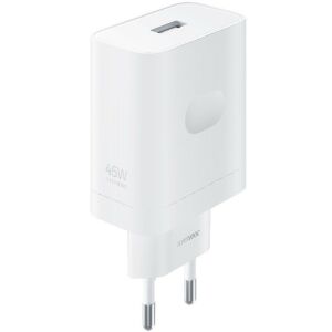 Hálózati töltő adapter, 45W, USB aljzat, gyorstöltés, Realme SuperVooc, fehér, gyári