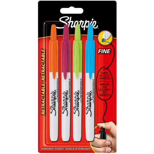 Sharpie RT 4 színű visszahúzható permanens filctoll készlet, finom hegy, bliszter csomagolás - Alkoholos marker
