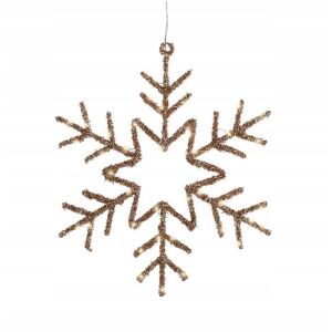 Lampka Świąteczna Wisząca Śnieżynka Złota LED 38x38cm