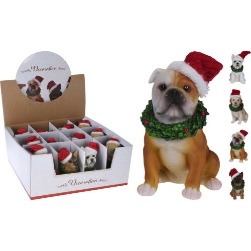 Karácsonyi kutyafigura kalapos 13 cm 1 db. 147074183