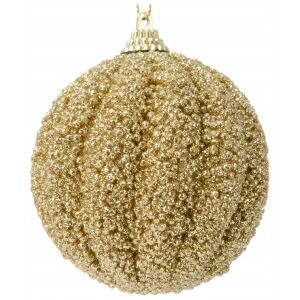 Karácsonyfadísz, barázdált, arany, 8 cm