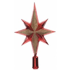 Karácsonyfa csillagdísz 25,5 cm piros és arany 147074930 - Szezonális dekoráció