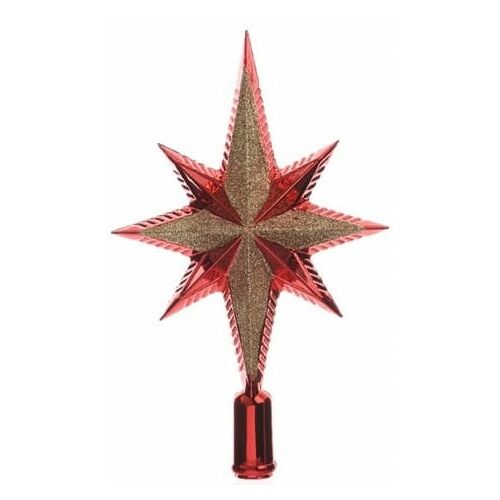 Karácsonyfa csillagdísz 25,5 cm piros és arany 147074930