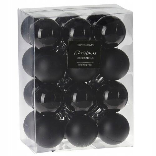 Karácsonyi gömbdísz készlet, fekete, 24 db, 3 cm 147074946