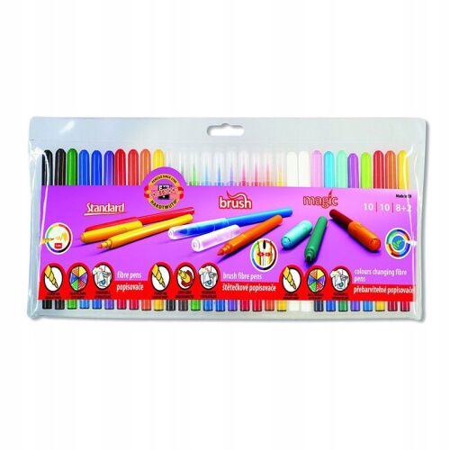 Hardtmuth Jelölők Mix 30, Standard, Brush és Magic filctollak műanyag csomagolásban - Filctoll