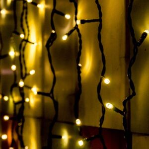 Home KSF 204/WW LED-es fényfüggöny, 2x2 m / 204 db melegfehér LED, állófényű, fekete vezeték, sorolható, kül- és beltéri kivitel 147075349 - Fényfüzér