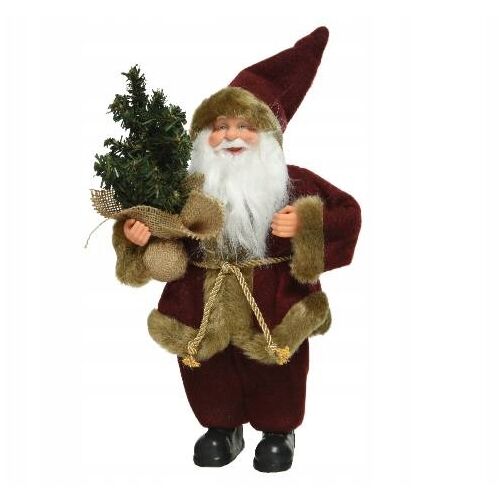 Mikulás karácsonyi figura bordó 30 cm 147075358