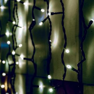 Home KSF 204/WH LED-es fényfüggöny, 2x2 m / 204 db hidegfehér LED, állófényű, fekete vezeték, sorolható, kül- és beltéri kivitel 147075368 - Fényfüzér