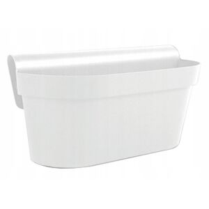 Skrzynka balkonowa z uchwytem biała plastikowa na kwiatki 147075737 - Balkonláda