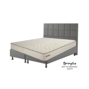 Infiniza Szállodai Springbox Ágy és Matrac szett - Kárpitozott Szürke Boxspring 160x200 cm 147075977 - Hálószoba bútor