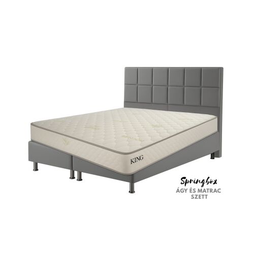 Infiniza Szállodai Springbox Ágy és Matrac szett - Kárpitozott Szürke Boxspring 160x200 cm 147075977
