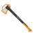 Fiskars X21 Splitting Axe with orange sheath, angled view
