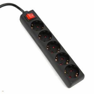 Platinet 250V Hálózati Elosztó 5 aljzatos 1.5m - Fekete