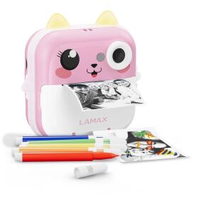 LAMAX InstaKid2 Plus Hőpapíros Gyerek Fényképezőgép 48Mpx / FullHD - Rózsaszín 147077169 - Lamax