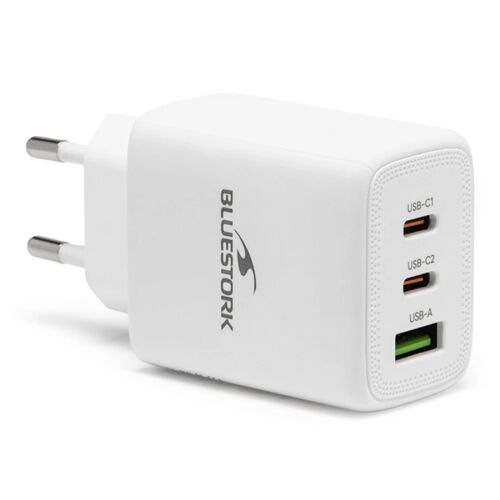 Bluestork USB-A / 2× USB-C Hálózati Gyorstöltő Adapter 65W - Fehér 147077392
