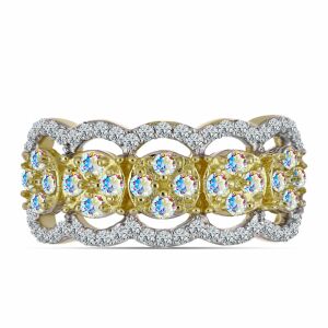 Arannyal Bevont Ezüst Gyűrű Jég Moissanite-tel és Fehér Topázzal, Y62477/54 147088258 - Női gyűrű