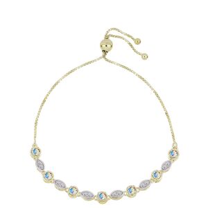 Arannyal Bevont Ezüst Karkötő Jég Moissanite-tel és Fehér Topázzal, Y62546 147088257 - Női kiegészítő