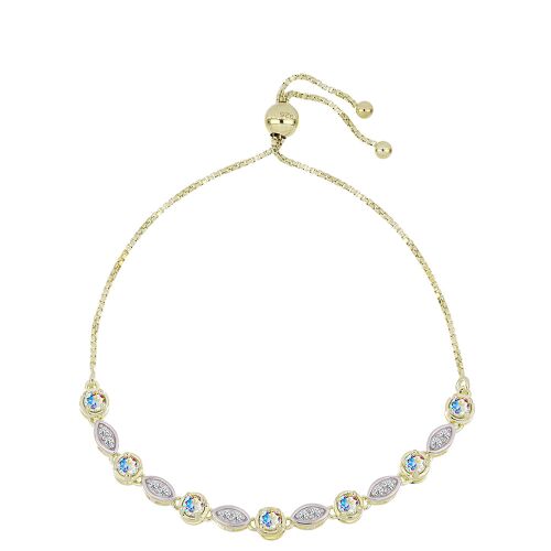 Arannyal Bevont Ezüst Karkötő Jég Moissanite-tel és Fehér Topázzal, Y62546 147088257