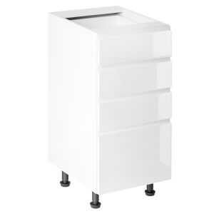 Alsószekrény, fehér/fehér extra magasfényű HG, AURORA D40S4 147097325 - Konyhaszekrény