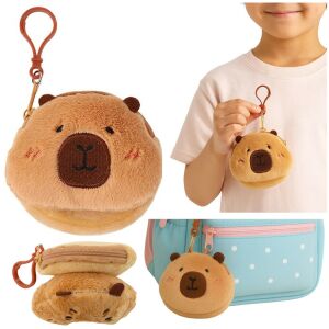Plush Capybara Wallet Keychain for Kids Brown 147098270 - Lean Toys